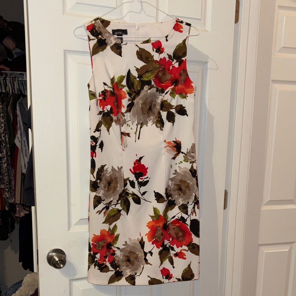 Alyx Floral Print Midi Dress - Red, Green, Brown